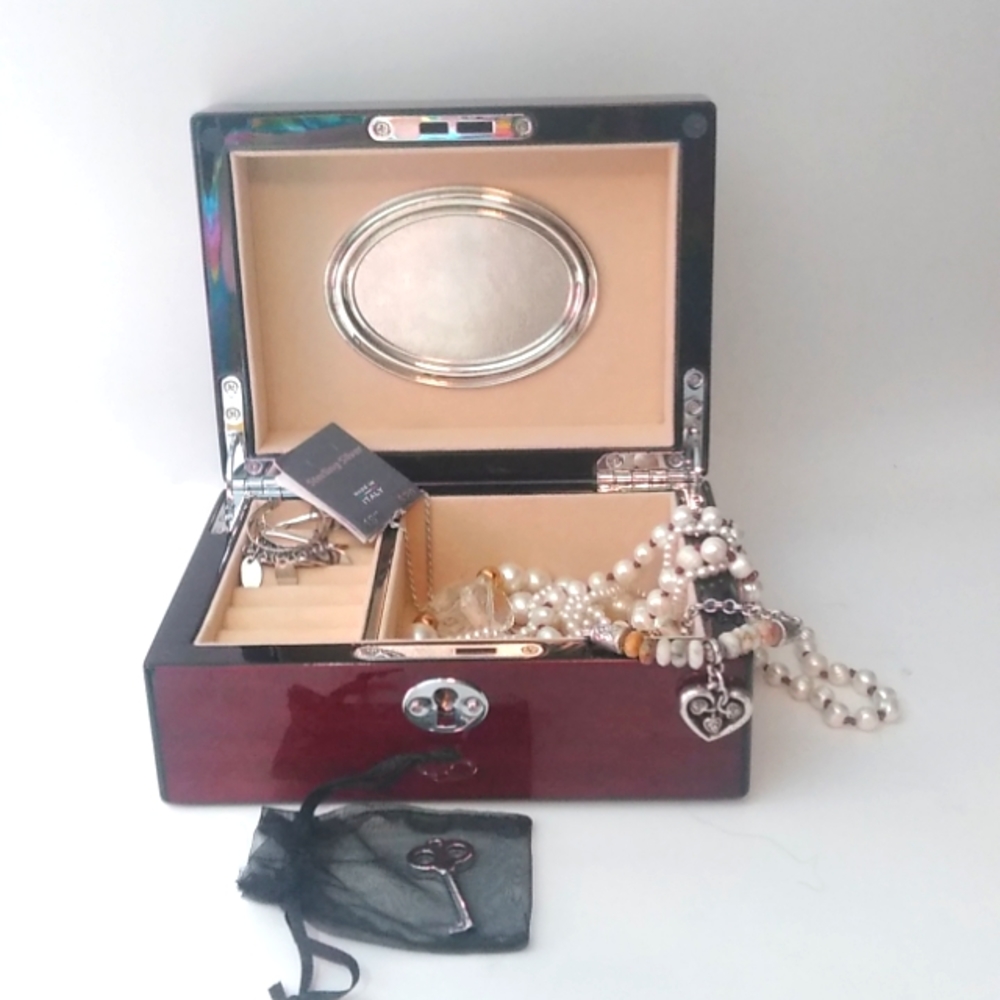 Matte Brown Jewelry Box W/Key Beige Lining Keepsake Box Gift Idea 6.45" x 5"